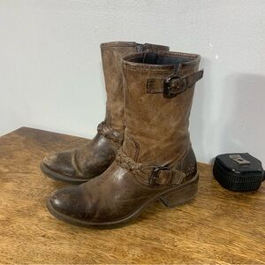 Distressed leather boots